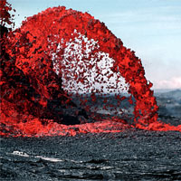 <p>
	When magma reaches Earth's surface and erupts from a volcano, it becomes lava.</p>
<p>
	Credit: Wikimedia Commons</p>
