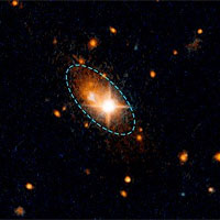 <p>This image, taken by NASA's Hubble Space Telescope, reveals an unusual sight: a runaway quasar fleeing from its galaxy's central hub. A quasar is the visible, energetic signature of a black hole. Black holes cannot be observed directly, but they are the energy source at the heart of quasars — intense, compact gushers of radiation that can outshine an entire galaxy.</p>

<p>The green dotted line marks the visible periphery of the galaxy. The quasar, named 3C 186, appears as a bright star just off-center. The quasar and its host galaxy reside 8 billion light-years from Earth. Researchers estimate that it took the equivalent energy of 100 million supernovas exploding simultaneously to jettison the black hole. The most plausible explanation for this propulsive energy is that the monster object was given a kick by gravitational waves unleashed by the merger of two hefty black holes at the center of the host galaxy.</p>

<p>The Hubble image combines visible and near-infrared light taken by the Wide Field Camera 3.</p>

<p>Courtesy: NASA</p>
