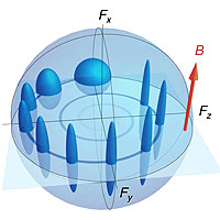 <p>Evolution of a spin and its uncertainty as they orbit due to a magnetic field</p>

<p>Courtesy of: ICFO</p>
