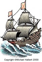 Old Ship by Michael Halbert, Scratchboard Illustration