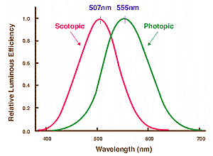 Human eye sensitivity curves