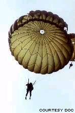 Skydiver with an open parachute