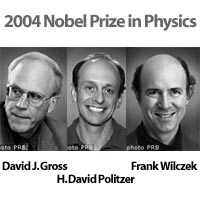 David J. Gross<BR>
Kavli Institute for Theoretical Physics, University of California, Santa Barbara, USA, 
<P>
H. David Politzer<BR>
California Institute of Technology (Caltech), Pasadena, USA, and
<P>
Frank Wilczek<BR>
Massachusetts Institute of Technology (MIT), Cambridge, USA. 
<P>
Image courtesy: Nobelprize.org