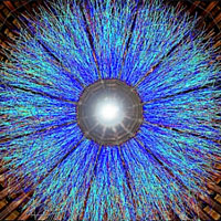 <p>A visualization of one of the first full-energy collisions between gold ions at Brookhaven Lab's Relativistic Heavy Ion Collider, as captured by the Solenoidal Tracker At RHIC (STAR) detector. </p>
<p><br />Image: Brookhaven National Laboratory</p>