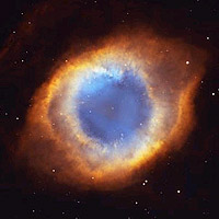 The Coil-Shaped Helix Nebula . <P>This image is a seamless blend of ultrasharp Hubble images combined with the wide view of the Mosaic Camera on the National Science Foundation's 0.9-metre telescope at Kitt Peak National Observatory near Tucson, Arizona, United States. 

