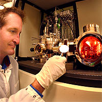 Andy Allerman is the Sandia scientist who grew the new UV LED materials. (Photo by Randy Montoya) 