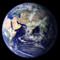 This spectacular 'blue marble' image is the most detailed true-color image of the entire Earth to date. A new NASA-developed technique estimates Earth's center of mass to within 1 millimeter (.04 inches) a year by using a combination of four space-based techniques. The more accurate frame of reference has applications ranging from improving estimates of global sea level rise to improving our understanding of earthquakes and volcanoes. <br /><br />Image credit: NASA/GSFC
