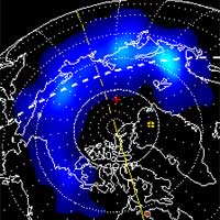 A PIXIE x-ray image of the north pole shows Earth's glowing auroras.
<P>
Image courtesy: NASA
