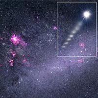 Star Ejected from the Large Magellanic Cloud (Artist's View)<br/>
<br/>
Image Courtesy: ESO