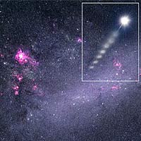 Star Ejected from the Large Magellanic Cloud (Artist's View)<br/>
<br/>
Image Courtesy: ESO