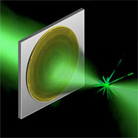 <p>
	A new ultrathin, flat lens focuses light without imparting the optical distortions of conventional lenses.</p>
<p>
	(Artist's rendition courtesy of Francesco Aieta.)</p>
