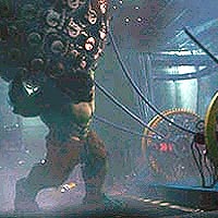 DON'T TRY THIS AT HOME — The Hulk hefts the Gammasphere in a scene from the upcoming science-fiction movie. In reality, the 14-ton instrument is the world's most sensitive gamma-ray 'microscope,' used to study the atomic nucleus. Photo courtesy of Universal Studios.
