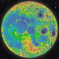 <p>
	Using measurements taken by an instrument onboard NASA’s Lunar Reconnaissance Orbiter spacecraft, researchers have mapped all large craters on the moon. In this image, blue indicates low elevation, and red indicates high elevation.<br />
	Image: NASA/LRO/LOLA/GSFC/MIT/Brown</p>
