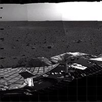 Mosaic image taken by the navigation camera on the Mars Exploration Rover Spirit.
<P>
<A HREF='http://www.jpl.nasa.gov/mer2004/rover-images/jan-04-2004/images-1-4-04.html' TARGET='_blank'>Click here for more images.</A>
<P>
Courtesy: NASA/JPL