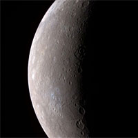 <p>An image, taken by MESSENGER during its Mercury flyby on Jan. 14, 2008, of Mercury’s full crescent.</p>

<p>Image: NASA/Johns Hopkins University Applied Physics Laboratory/Carnegie Institution of Washington</p>
