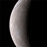 <p>An image, taken by MESSENGER during its Mercury flyby on Jan. 14, 2008, of Mercury’s full crescent.</p>

<p>Image: NASA/Johns Hopkins University Applied Physics Laboratory/Carnegie Institution of Washington</p>
