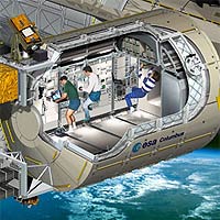 An artist's impression of Columbus, a cutaway view, the European laboratory module of the International Space Station.<br /><br />Credits: ESA - D.Ducros