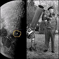 On the left, Dr. Stuart's image of the moon; image courtesy: Dr. Leon Stuart.
<p>
On the right, Dr. Stuart; image courtesy: Jerry Stuart 