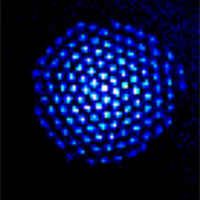 <p>NIST physicists have built a quantum simulator made of trapped beryllium ions (charged atoms) that are proven to be entangled, a quantum phenomenon linking the properties of all the particles. The spinning crystal, about 1 millimeter wide, can contain anywhere from 20 to several hundred ions.</p>

<p>Credit: NIST</p>
