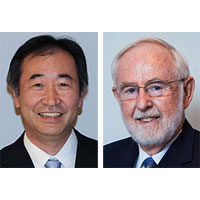 <p>
	Takaaki Kajita<br />
	Super-Kamiokande Collaboration<br />
	University of Tokyo, Kashiwa, Japan</p>
<p>
	and</p>
<p>
	Arthur B. McDonald<br />
	Sudbury Neutrino Observatory Collaboration<br />
	Queen’s University, Kingston, Canada</p>
<p>
	Courtesy: NobelPrize.org</p>
