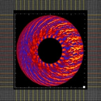 <p>
	This computer simulation shows a cross-section of the plasma inside a tokamak reactor. In this simulation, only the large-scale turbulence effects are modeled — which is adequate for some cases, but not for others. The MIT researchers were able to develop a model that incorporates both scales of eddies at once, providing better predictions. Image courtesy of Nathan Howard</p>
