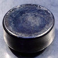 A plutonium-gallium alloy ingot reclaimed from a nuclear weapon.