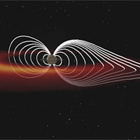 <p>
	This is an artist's concept of the Saturnian plasma sheet based on data from Cassini magnetospheric imaging instrument.</p>
<p>
	Image credit: NASA/JPL/JHUAPL</p>
