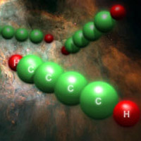 <p>
	Diacetylene cation, a particle made up of two hydrogen atoms and four carbon atoms, has been discovered in transparent interstellar clouds. (Source: IPC PAS, NASA & C.R. O'Dell/Vanderbilt University)</p>
