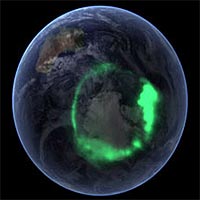 A view of the aurora australis (Southern lights) as taken by the Imager for Magnetopause-to-Aurora Global Exploration (IMAGE) spacecraft on Sept. 11 in ultraviolet light.