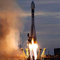 The Soyuz FG-Fregat vehicle carrying Venus Express, ESA's first probe to Venus, lifts off from the Baikonur Cosmodrome, Kazakhstan, at 04:33 CET on 9 November 2005.<br/>
<br/>
Credits: ESA / STARSEM-S. CORVAJA