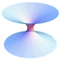 <p>
	A diagram of a wormhole, a hypothetical 'shortcut' through the universe, where its two ends are each in separate points in spacetime.</p>
<p>
	photo: wikipedia</p>

