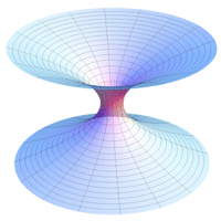 <p>
	A diagram of a wormhole, a hypothetical 'shortcut' through the universe, where its two ends are each in separate points in spacetime.</p>
<p>
	photo: wikipedia</p>
