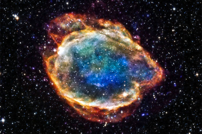 <p>G299 was left over by a particular class of supernovas called Type Ia.</p>

<p>Credit: NASA/CXC/U.Texas</p>
