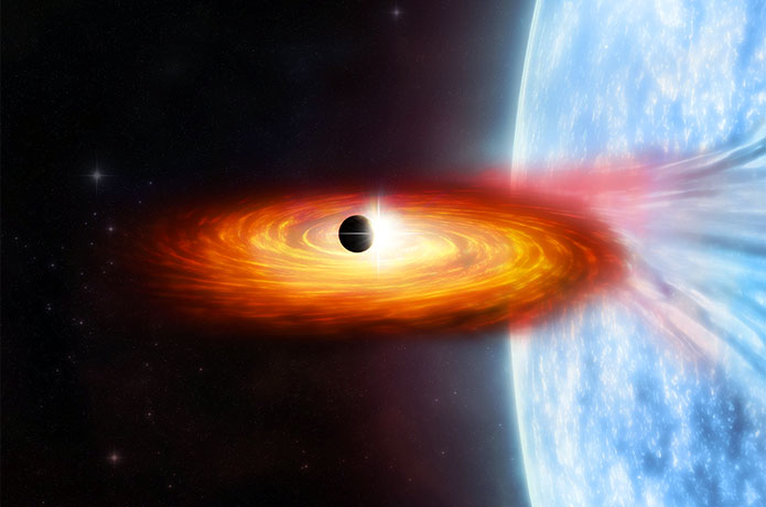 <p>Astronomers have found evidence for a possible planet candidate in the M51 (Whirlpool) galaxy, representing what could be the first planet detected outside of the Milky Way. Chandra detected the temporary dimming of X-rays from a system where a massive star is in orbit around a neutron star or black hole (shown in the artists illustration). This dimming is interpreted as being a planet that passed in front of an X-ray source around the neutron star or black hole.</p>

<p>NASA/CXC/M. Weiss</p>
