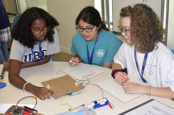 <p>Students enjoy learning in Rice University’s version of the physics for girls program similar to those evaluated in a new study by STEM education professionals. The Rice study quantifies how high school girls benefit from a two-week summer physics camp before they begin formal study of the topic.</p>

<p>Courtesy of the Office of STEM Engagement</p>
